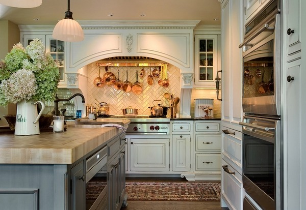 dream-kitchens -herringbone-backsplash-design white kitchen cabinets