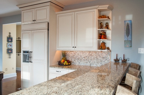 Giallo Ornamental Granite Countertops, Giallo Ornamental Light Granite With White Cabinets