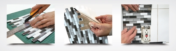 how to install self-adhesive backsplash tiles cut peel stick