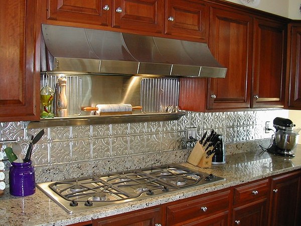 kitchen metal backsplash tin tiles contemporary kitchen ideas