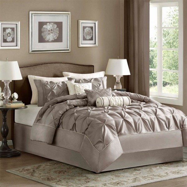 luxury bedding comforter set bolster pillow white brown decorative pillows 