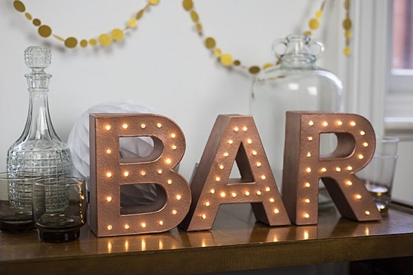 marquee letter lights creative party decorating ideas