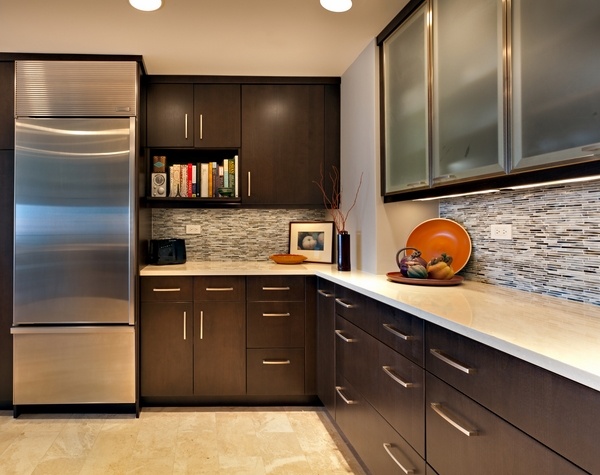 modern kitchen designs dark cabinets white quartz countertop