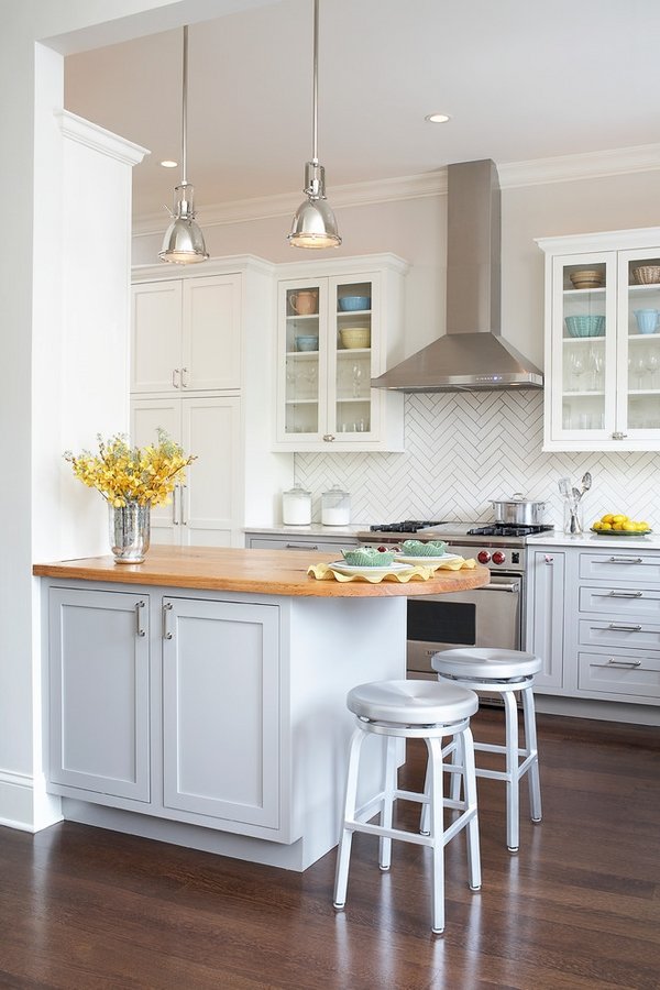 modern-kitchen-ideas-white-cabinets-glass-fronts-herringbone-backsplash