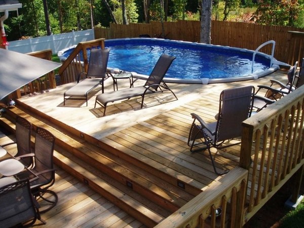 pool decks above ground pool deck oval swimming pool privacy garden fence