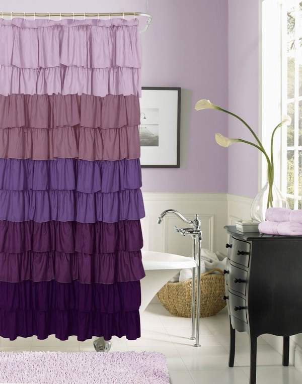 ruffle curtain ombre pattern purple pink colors