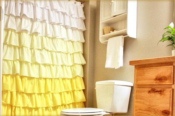 ruffled curtain ombre pattern white yellow colors ideas