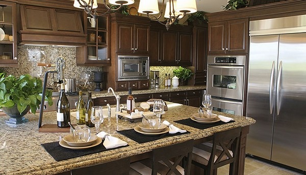 Santa-Cecilia-granite-countertops-contemporary-kitchen-designs-kitchen-island-with-seating