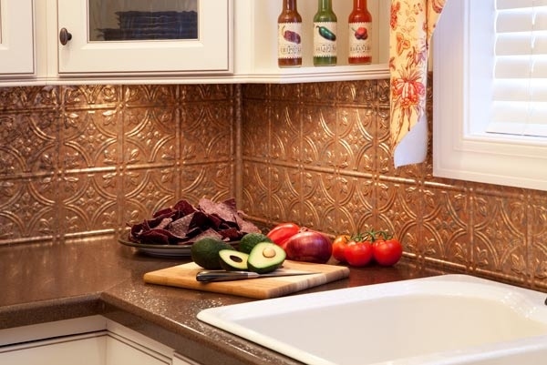 self-adhesive kitchen ideas tin tile backsplash