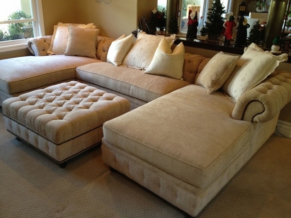 small living room furniture oversized sectional sofa beige color ottoman
