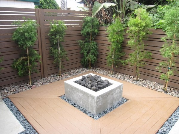 small patio design plastic decking fire pit privacy fence