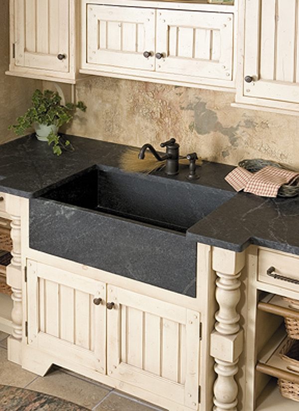 soapstone countertop and apron sink kitchen ideas