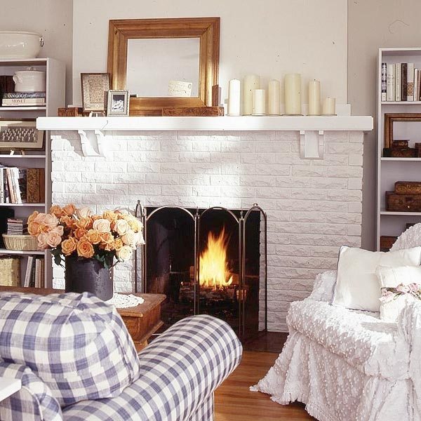 white brick fireplace makeover ideas rustic living room