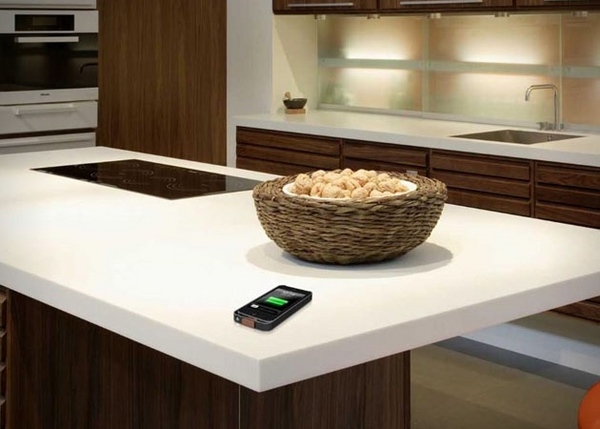 white -corian-countertops-contemporary-kitchen-designs-dark wood cabinets