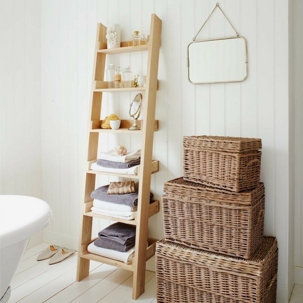 Bathroom decoration ladder shelf towel holder country style decor