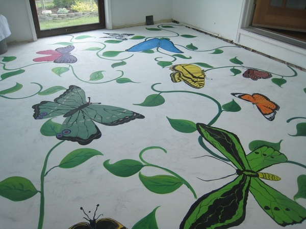 DIY floor decoration butterfly floor painting kids bedroom decor