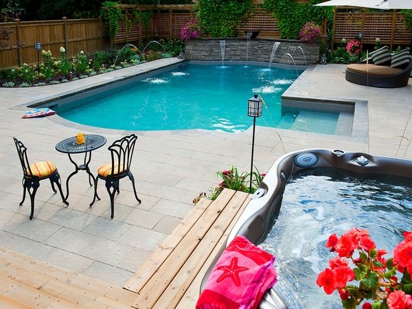 Small inground ideas small patio pool design built in bench outdoor lounge furniture