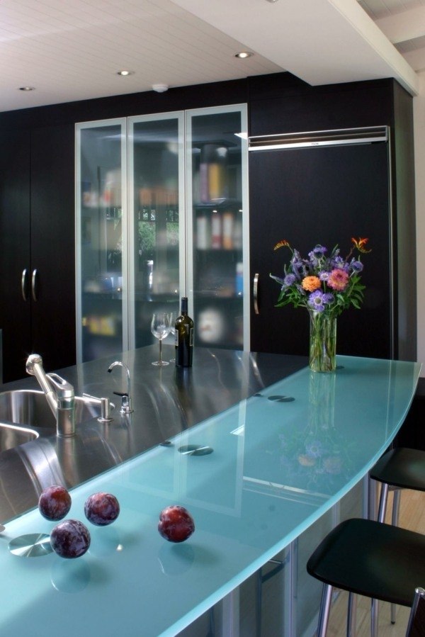 Stainless steeland glass kitchen countertops ideas modern kitchen 