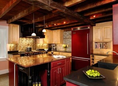 amazing-kitchen-designs-golden-pressed-tin-kitchen-backsplash