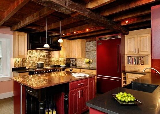 amazing-kitchen-designs-golden-pressed-tin-kitchen-backsplash