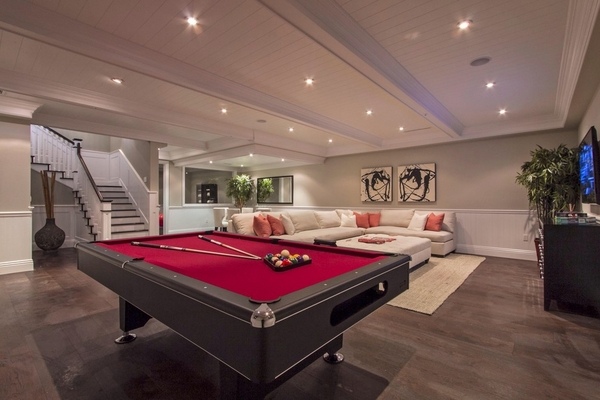 ideas pool table white sectional sofa recessed lighting