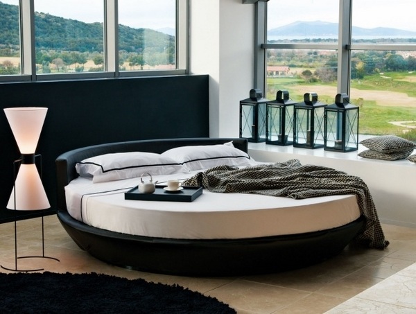 bed design round shape black platform modern bedroom furniture 