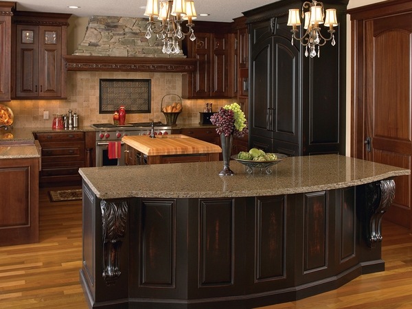 quartz countertops traditional interior wood cabinets