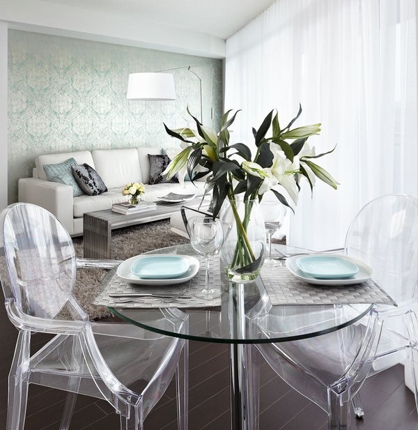 contemporary dining room furniture transparent table dining chairs