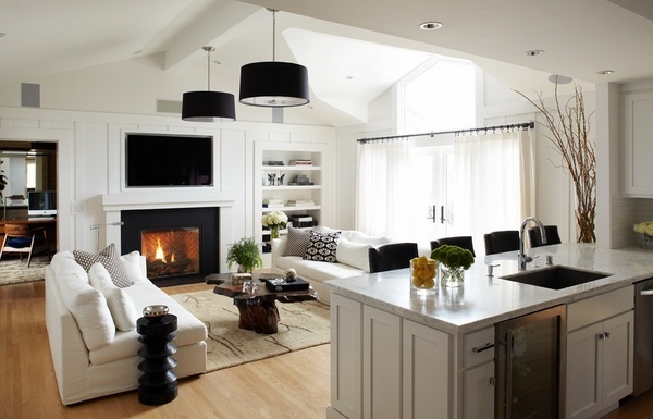 contemporary family room mounting a tv over a fireplace ideas open floor plan