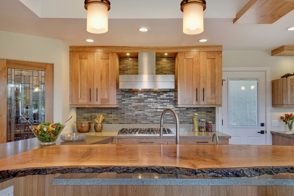 kitchen interior wood cabinets wood modern lighting
