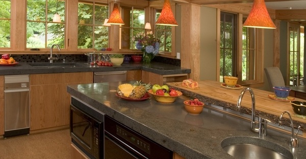 contemporary-kitchen-stained-concrete-countertops-wood-cabinets-wood-flooring