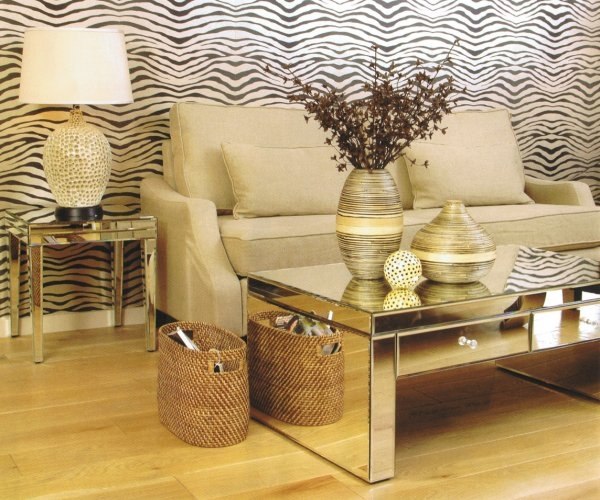contemporary living room furniture mirrored coffee table side table