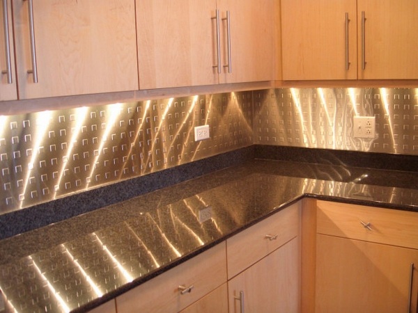 cool-metal-backsplash-pressed-tin-backsplash-under-cabinet-lighting-kitchen-lighting-ideas