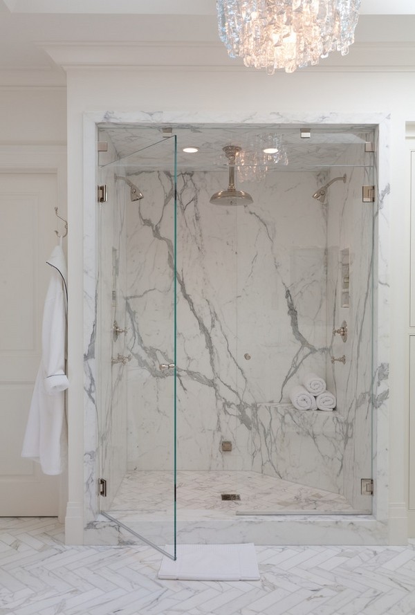 cultured-marble walk in shower modern bathroom design ideas