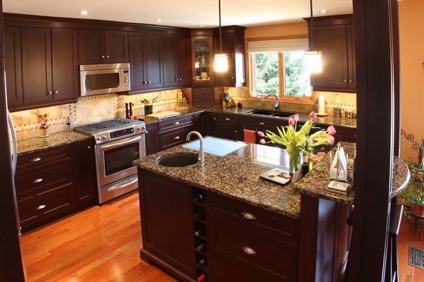 Baltic Brown Granite Countertops, Dark Brown Kitchen Cabinets With Granite Countertops