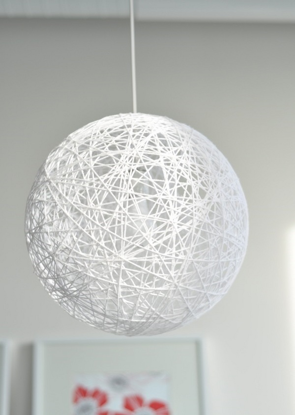 hanging white string sphere design home lighting