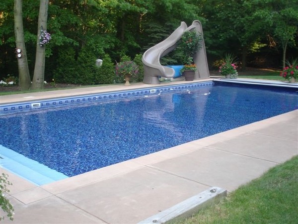 inground swimming pools designs with slide rectangular
