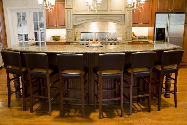 island with seating sandstone countertop wood cabinets modern kitchen design