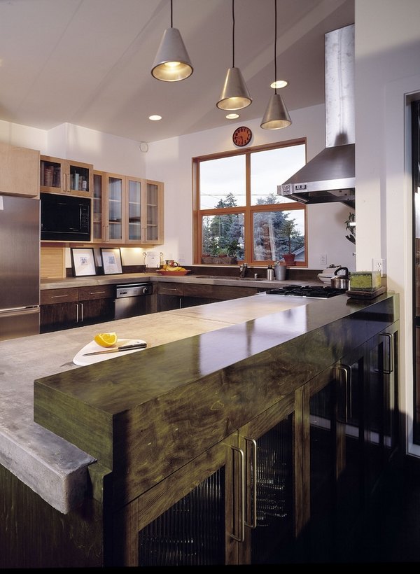 kitchen renovation ideas poured concrete countertops modern lighting