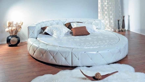 luxury bed designs white tufted leather bed round shape