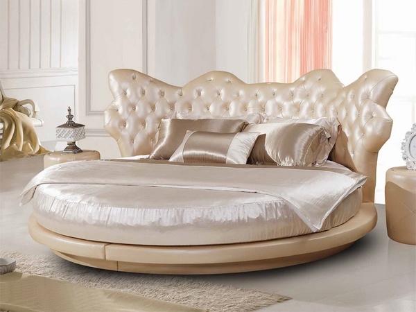 luxury-bedroom furniture round bed tufted headboard luxury bedding set