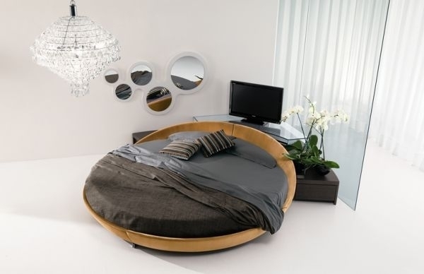 minimalist bedroom furniture ideas crystal chandelier round shaped bed