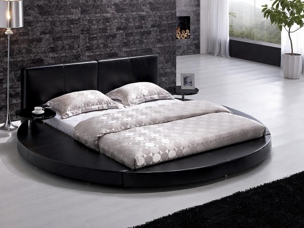 minimalist bedroom furniture ideas round platform bed silver bedding set