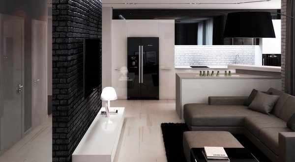 modern bachelor apartment design ideas minimalist style corner sofa