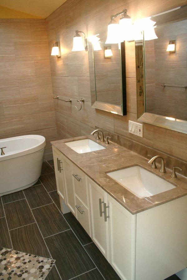 modern bathroom cultured marble white vanity wall mirrors