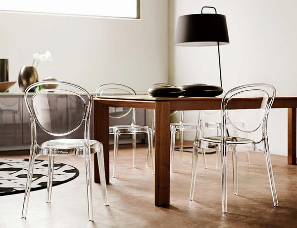 modern furniture ideas wooden dining table transparent chairs