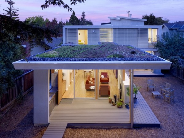 modern house exterior roof garden green roof ideas