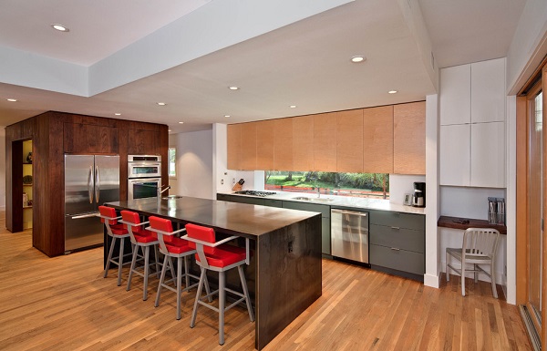 modern kitchen design contemporar cabinets stainless steel countertops wood flooring