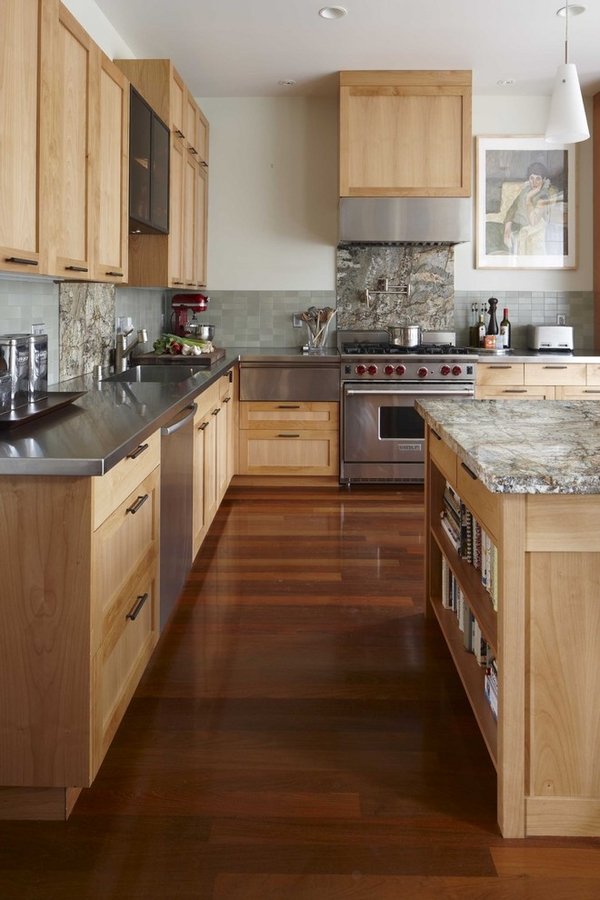 modern kitchen design wood cabinets steel kitchen countertop hardwood flooring
