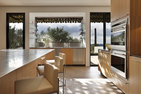 modern interior wood cabinets island elegant bar stools